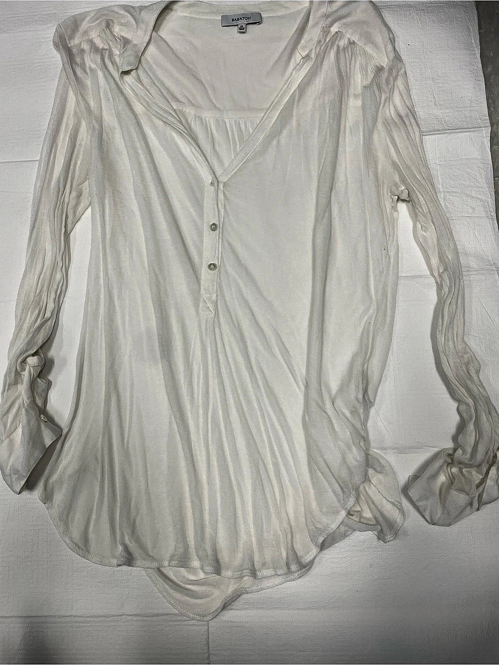 Babiato White Long Sleeve Blouse Size Small Like New